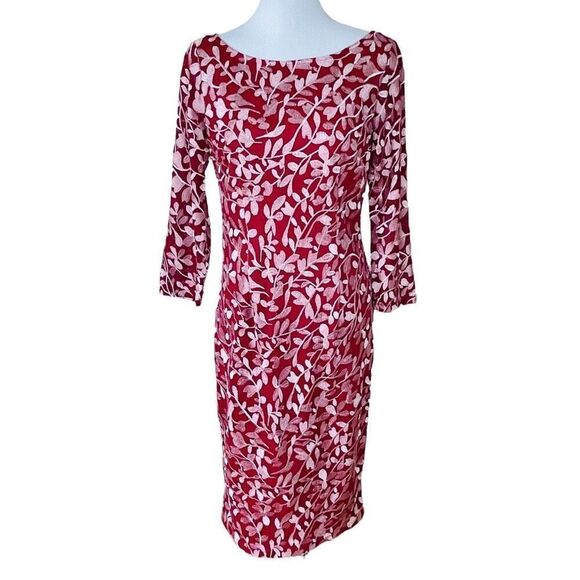 JS Collections Kelly Knee Length Dress Blush/Garnet Size 8 - Picture 1 of 15